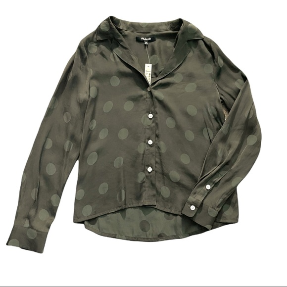 Madewell Tops - Madewell Jacquard Dot Pajama Shirt Green Size XXS